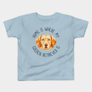 Home is Where My Golden Retriever Is Dog Breed Lover Watercolor Kids T-Shirt